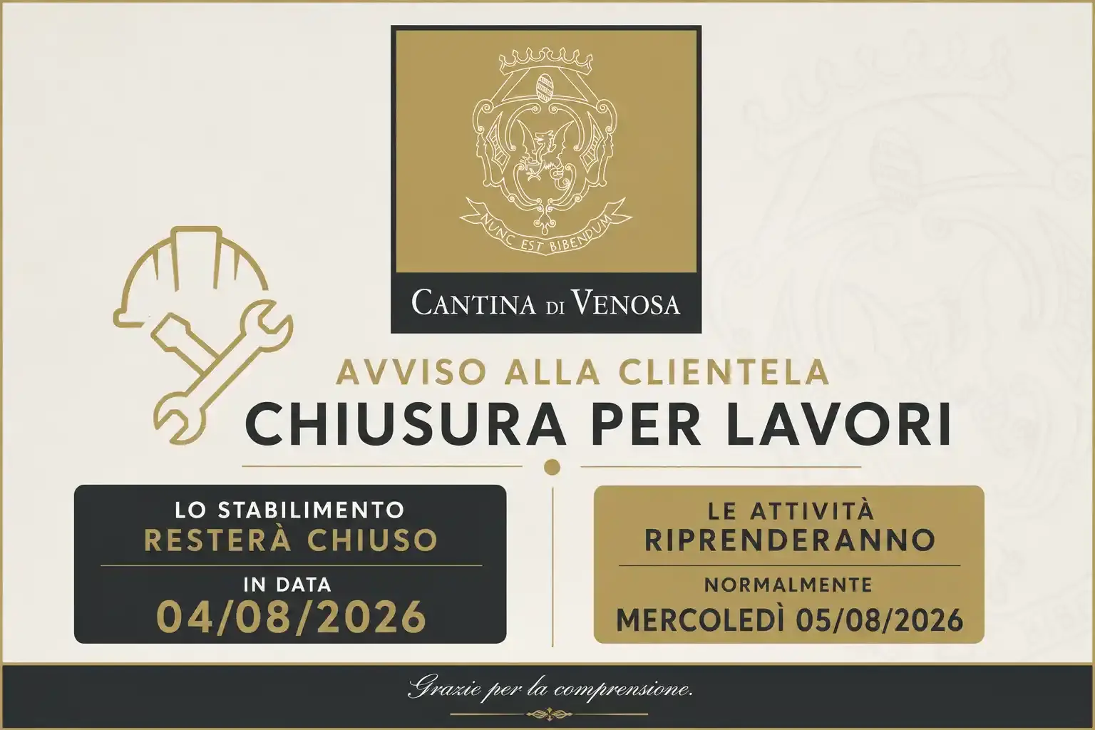CHIUSURA AZIENDALE STRAORDINARIA  - 04/08/2026